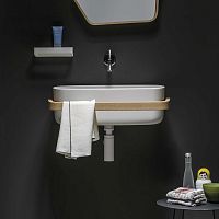 Wall-mounted washbasin EVLACPHUGCristalplant®polyurethanewith towel rack