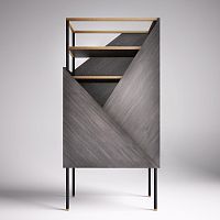 Original design shelf TUXEDO oakwood veneersteel