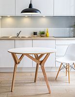 Contemporary table laminateoak baseround