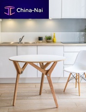 Contemporary table laminateoak baseround