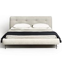 Double bed Imeracontemporaryupholsteredwith tufted headboard