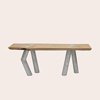 Contemporary sideboard table COMING TO LIFEcedarmother-of-pearlwooden base