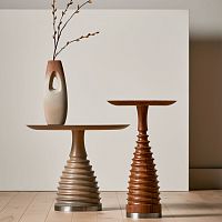 Contemporary side table FRILLwoodenwooden basemetal base