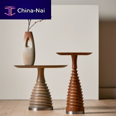 Contemporary side table FRILLwoodenwooden basemetal base