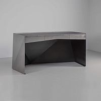 Contemporary desk Balzacwalnutleatherstraight