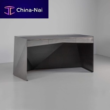 Contemporary desk Balzacwalnutleatherstraight