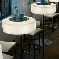 Contemporary table ATOLLO HAPPY HOURpainted metalmetal baseround