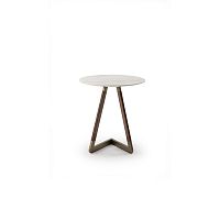 Contemporary side table Drum walnutmarblemetal base