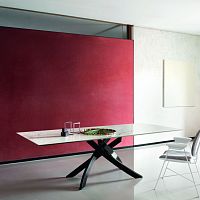 Contemporary table ARTISTICOsolid woodlacquered woodwood veneer