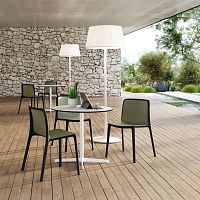 Contemporary table melaminesteel basewooden base