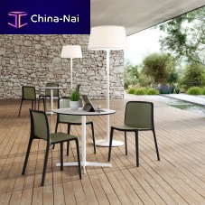 Contemporary table melaminesteel basewooden base