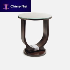 Traditional pedestal table DECO U wood veneerbeech baseround