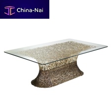 Original design table GOLDENART : 599glassmetalmetal base