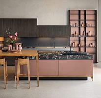 Contemporary kitchen SEIwood veneerlacquered woodglass