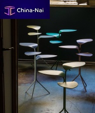 Organic design side table Morning Glorypowder-coated steelsheet steelsteel base