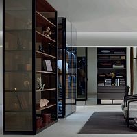 Contemporary display case WALK_inglasslacquered woodilluminated