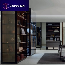 Contemporary display case WALK_inglasslacquered woodilluminated