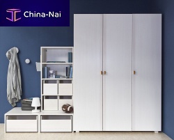 Contemporary wardrobe solid woodbeechwith swing doors