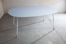 Contemporary table XLbeechCorian®metal base