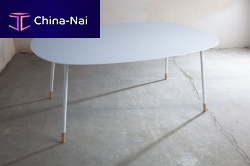 Contemporary table XLbeechCorian®metal base