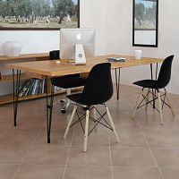 Contemporary desk BOREALsolid woodironcanvas