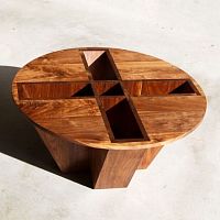 Original design coffee table VENUSglassoakwalnut