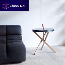 Contemporary side table MARIONEToaksheet steelround
