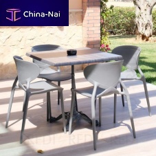 Classic table ANTONIETA / 4woodencast aluminum basesquare