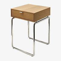 Contemporary side table FMTA01white oakstainless steelstainless steel base