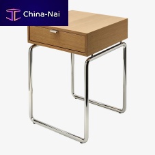 Contemporary side table FMTA01white oakstainless steelstainless steel base
