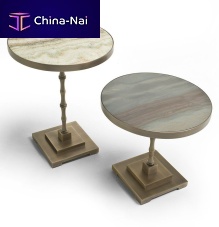 Classic pedestal table MARMORA 6665/A - 6665/Bstonemetal baseround