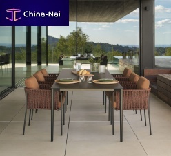 Contemporary dining table NUDEstainless steelHPLporcelain