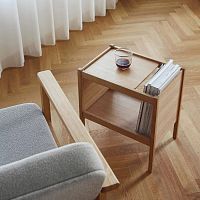 Contemporary side table Journal oakwood veneeroak base