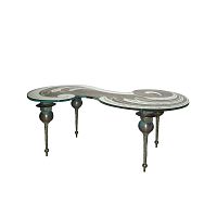 Original design sideboard table Costantino Sandwichetteglassfabricbronze base