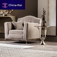 Traditional side table CALICEsmoked glasssteel baseround