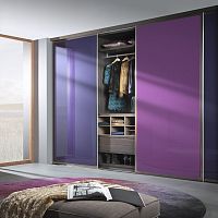 Contemporary wardrobe CURVElacquered glassaluminumsliding door