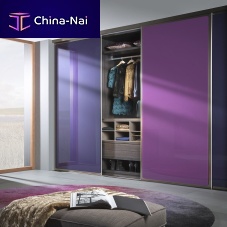 Contemporary wardrobe CURVElacquered glassaluminumsliding door