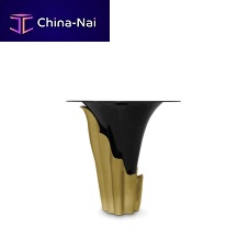 Original design high bar table YASMINEtempered glassbrass baselacquered wood base