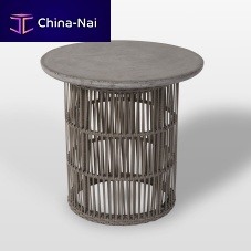 Contemporary side table ELBArattanfiber-reinforced concreteround