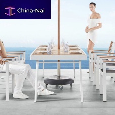 Contemporary dining table YORKteakceramicaluminum base