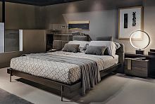 Double bed MESHcontemporarywith upholstered headboardash