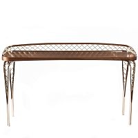 Traditional sideboard table Gustav walnutwood veneerpolished stainless steel base