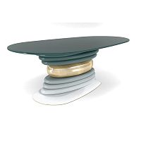 Original design dining table Eggcentriclacquered woodwooden baseoval