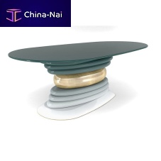 Original design dining table Eggcentriclacquered woodwooden baseoval