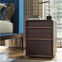 Contemporary bedside table AURAleatherashwooden base
