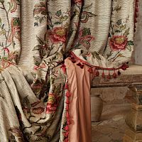 Curtain fabric PEONYfloral patternviscosesilk