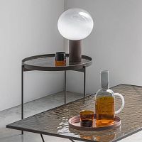Contemporary side table ESPRITglassmarblesheet metal base