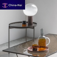Contemporary side table ESPRITglassmarblesheet metal base