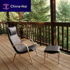 Contemporary lounge chair LINUS Livingfabricleatherwooden