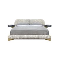 Double bed LEAFcontemporaryupholsteredwith leather headboard